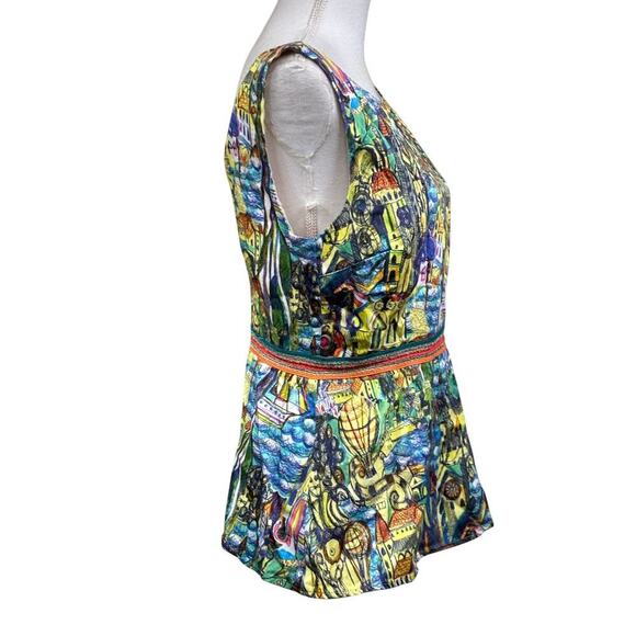 Weston blue/tan top, medium, whimsical, artisan, eclectic, colorful, maximalist - Picture 2 of 7